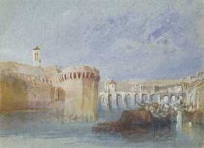 《昂热: 斗特的城墙, 与拉特里尼特教堂塔》风景绘画赏析