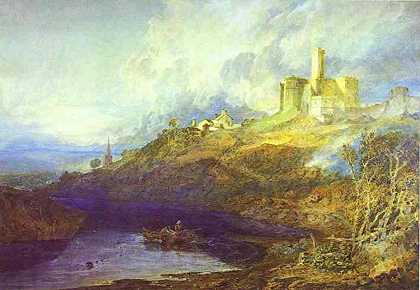 《沃森沃思城堡，诺森伯兰郡;日落时的暴风雨》风景绘画赏析