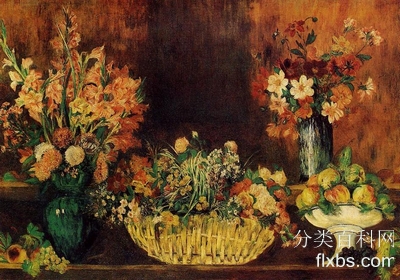 《花瓶、鲜花与水果》静物画赏作品赏析