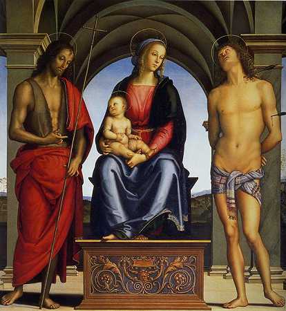 《圣母在圣约翰和圣塞巴斯蒂安之间》人物画,宗教绘画作品赏析