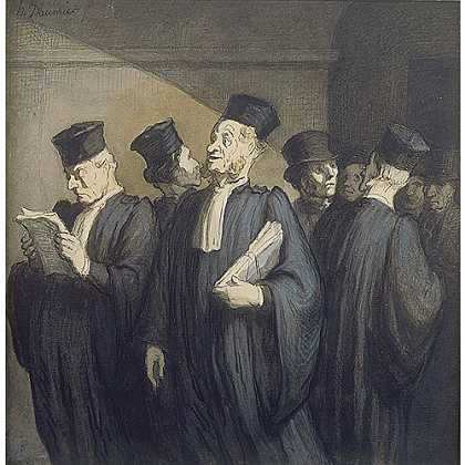 《在听证会前》杜米尔1860年绘画作品赏析