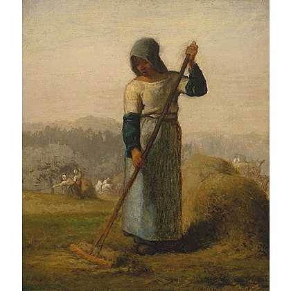 《用长草耙的妇女》米勒1856年绘画作品赏析