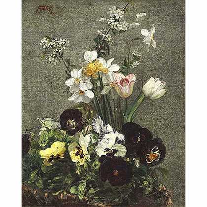 《水仙和郁金香》方汀1878年绘画作品赏析