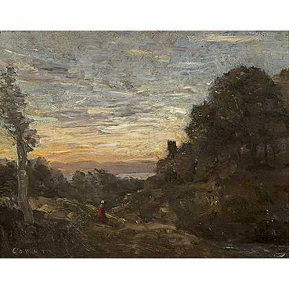 《树中之塔》柯罗1865年绘画作品赏析