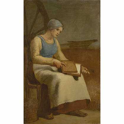 《梳理羊毛的女人》米勒1856年绘画作品赏析