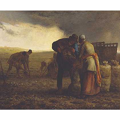 《收获马铃薯》米勒1855年绘画作品赏析