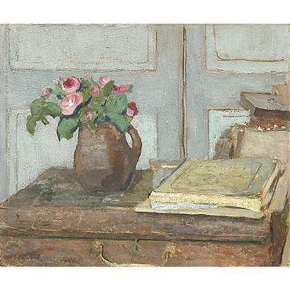 《艺术家的颜料盒和蔷薇》威雅尔1898年绘画作品赏析
