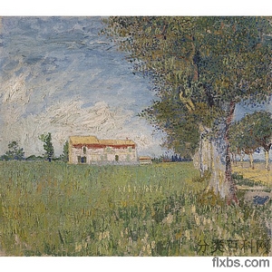《在麦田的农舍》梵高1888年绘画作品赏析