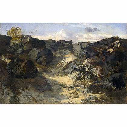 《岩山风光》卢梭1833年绘画作品赏析