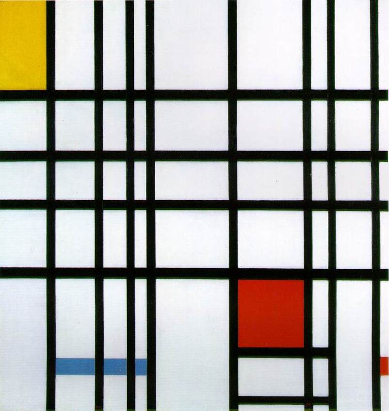 《红色，黄色和蓝色的构成作品》抽象画作品赏析