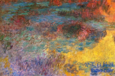 《夜晚池塘里的睡莲（左边画板）》花卉绘画赏析