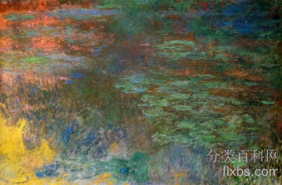 《夜晚池塘的睡莲(右边画板)》花卉绘画赏析
