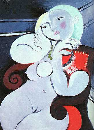 《坐在红色扶手椅里的女性裸体》裸体绘画赏析