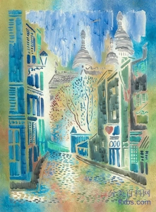 《蒙马特小街，巴黎》城市风景油画赏析