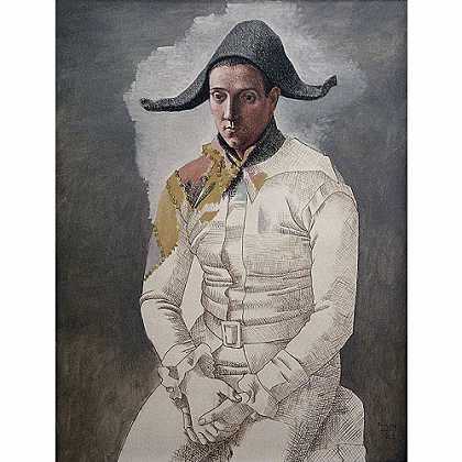 《坐着的小丑》毕加索1923年绘画作品赏析