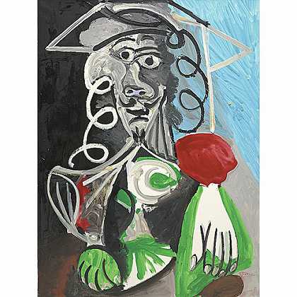 《一个人的半身像》毕加索1969年绘画作品赏析