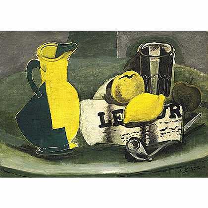 《水壶和报纸》布拉克1928年绘画作品赏析