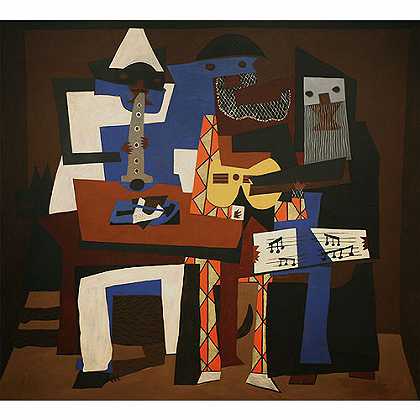 《三个音乐家》毕加索1921年绘画作品赏析