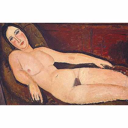 《长沙发上的裸女》蒙地利亚尼1918年绘画作品赏析