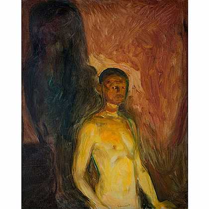 《在地狱里的自画像》蒙克1903年绘画作品赏析