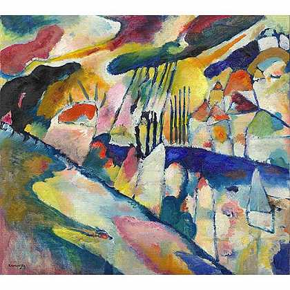 《雨中风景》康定斯基1913年绘画作品赏析