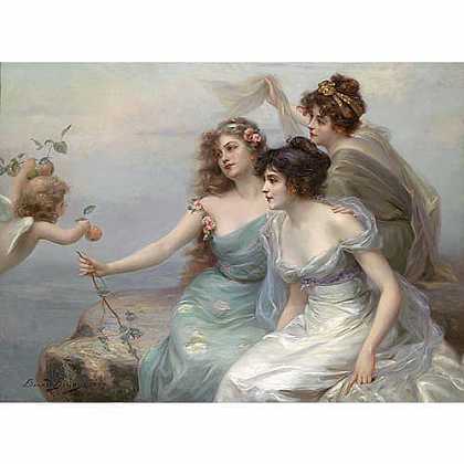《三女神》爱德华·比森1899年绘画作品赏析