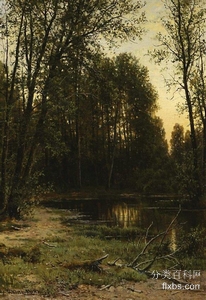 《河在森林里回流》风景绘画赏析