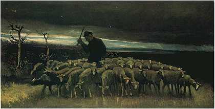 《群羊和牧羊人》梵高绘画作品赏析