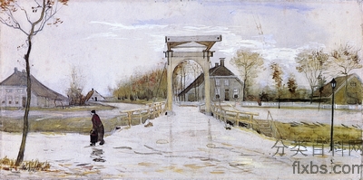 《新荷兰阿姆斯特丹的吊桥》梵高绘画作品赏析