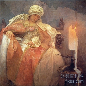 《女人和燃烧的蜡烛》肖像绘画赏析