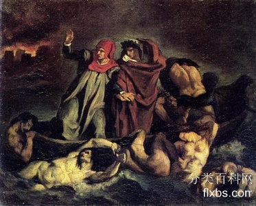 《但丁之舟 (复制德拉克罗瓦作品)》文学绘画作品赏析