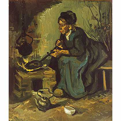 《农妇於火炉烹调》梵高1885年绘画作品赏析