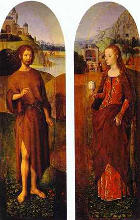 《施洗者圣约翰和圣玛丽马格达伦。三联画的两幅》宗教绘画作品赏析