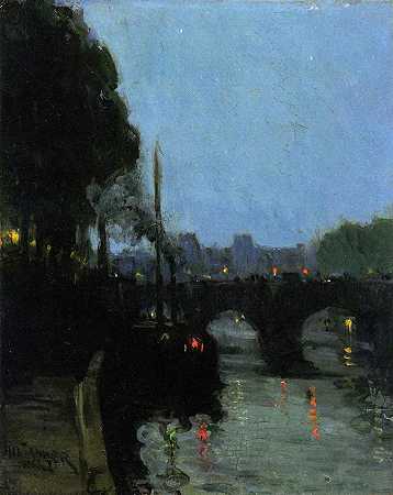 《塞纳河的夜晚》城市油画风景作品赏析