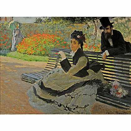 《坐在花园长椅的艺术家夫人》莫奈1873年绘画作品赏析
