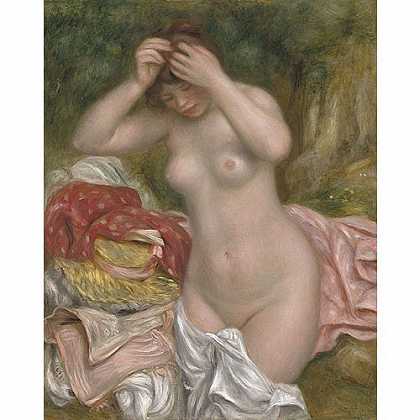 《整理头发的浴女》雷诺阿1893年绘画作品赏析
