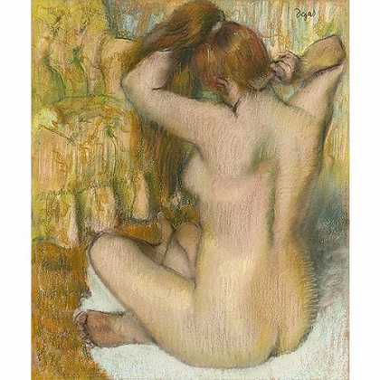 《整理头发的裸女》德加1886年绘画作品赏析