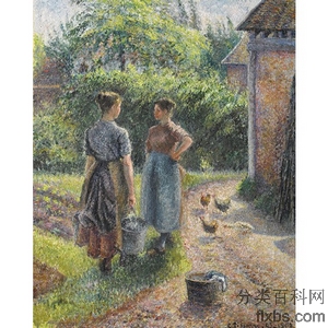 《院子里的农民·厄哈格尼》毕莎罗1889年绘画作品赏析