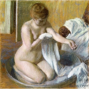 《浴盆中女子》德加1883年绘画作品赏析