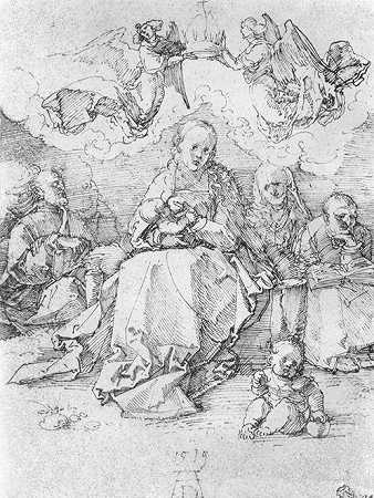 《圣家族，由两位天使加冕》宗教绘画作品赏析