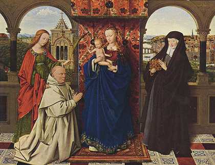 《圣母子与圣徒和捐助者》宗教绘画作品赏析