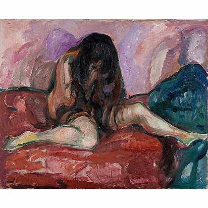 《哭泣的裸女》蒙克1913年绘画作品赏析