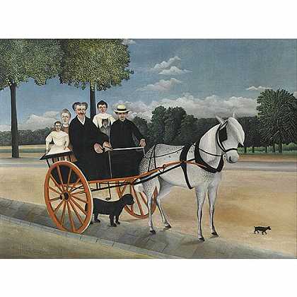 《年轻爸爸的马车》卢梭1908年绘画作品赏析