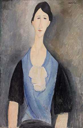 《穿蓝衣的女人》肖像绘画作品赏析