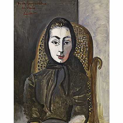 《贾桂琳与一条黑色围巾》毕加索1954年绘画作品赏析