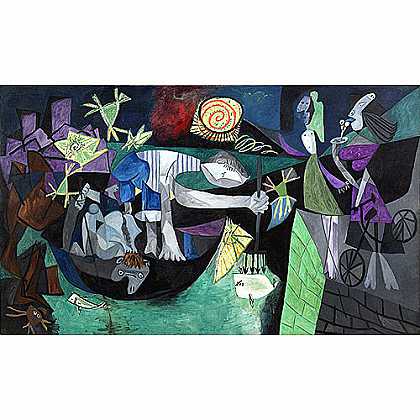 《安提布的夜钓》毕加索1939年绘画作品赏析