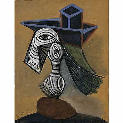 《戴蓝帽的女人》毕加索1939年绘画作品赏析