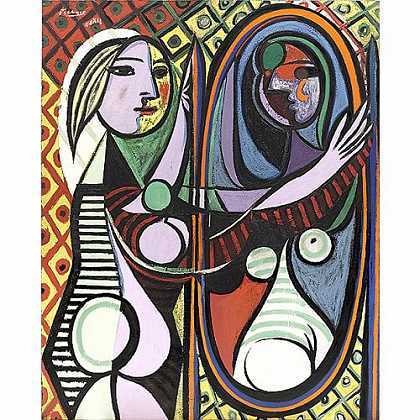《镜前女孩》毕加索1932年绘画作品赏析