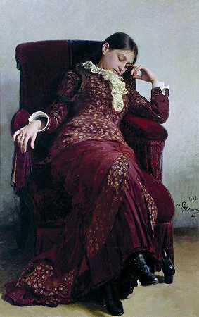 《休息-维拉列宾娜肖像》肖像绘画作品赏析