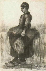 《用围裙携带小麦的农妇》梵高绘画作品赏析